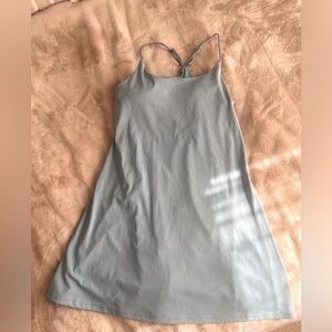 Dusty Blue Athletic Dress with spaghetti straps and undershorts - size Large